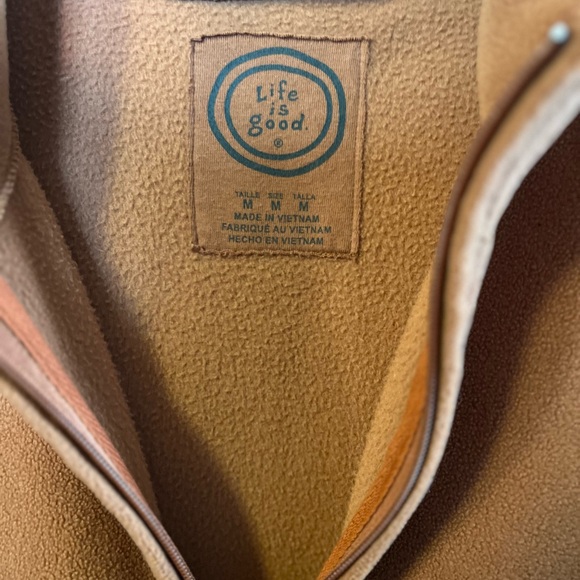 Life Is Good Micro Fleece 1/4 Zip Pullover Classic Fit Men Orange/ Rust M, A22 - Picture 7 of 8